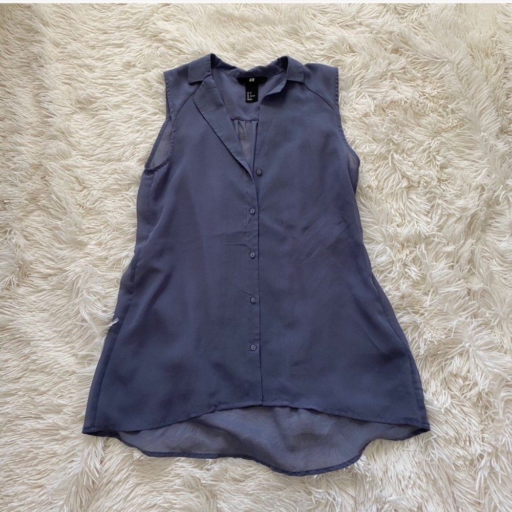 Blue H&M Sleeveless Dress Blouse